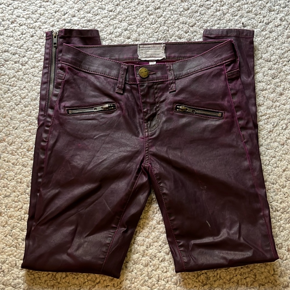 Current/Elliott Women's Purple Soho Zip Stiletto Coated Jeans